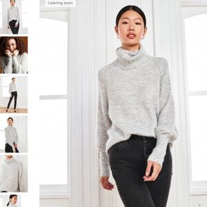Quince Alpaca Wool Turtleneck Grey Oversized Super Soft Ribbed Sweater M